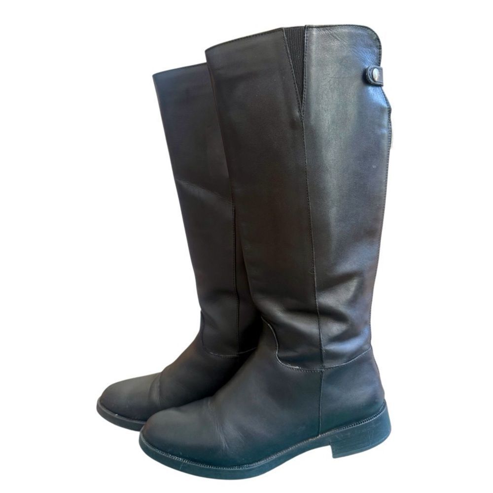 Emanuele Crasto Tall Black Leather Riding Boots Made in Italy EU 39 US 8 - Picture 3 of 10